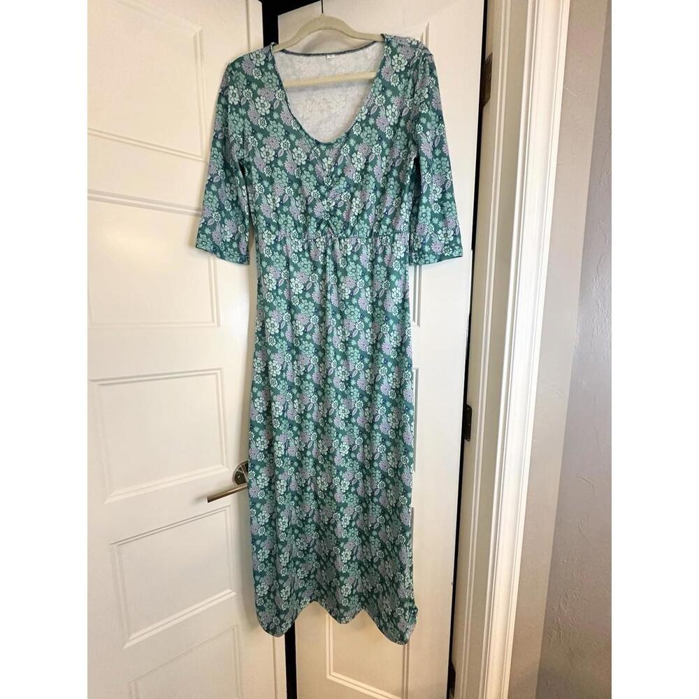 Unbranded Green And Blue Floral Maxi Dress Size XL